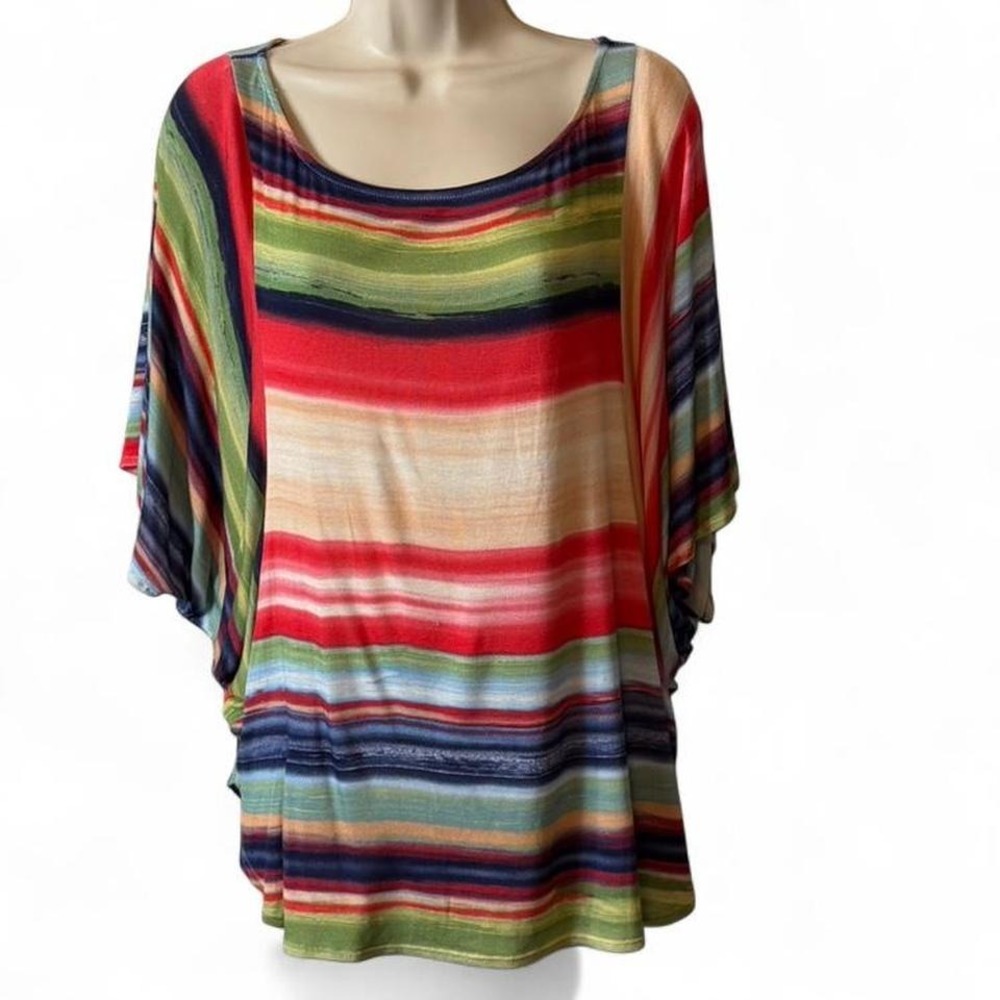 Weston Multicolored Striped Batwing Top, Women's Size‎ XL